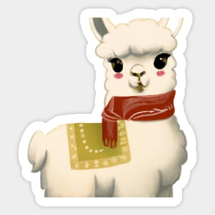 Cute Llama Drawing Sticker